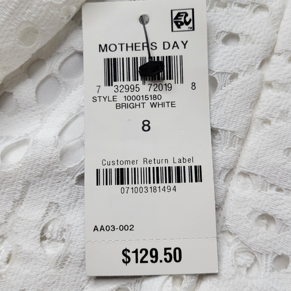 Alfani Lace Midi Dress 8 White A Line Sleeveless Fringe Trim Mothers Day New - Picture 6 of 13